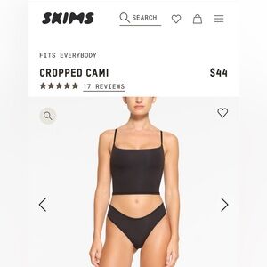 NWT SKIMS fits every body cropped cami bralette in onyx